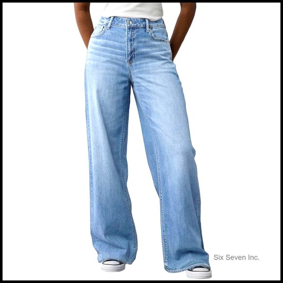 Wide Leg Jeans High Waisted Baggy Stretchy Denim Pants Y2K Retro Chic